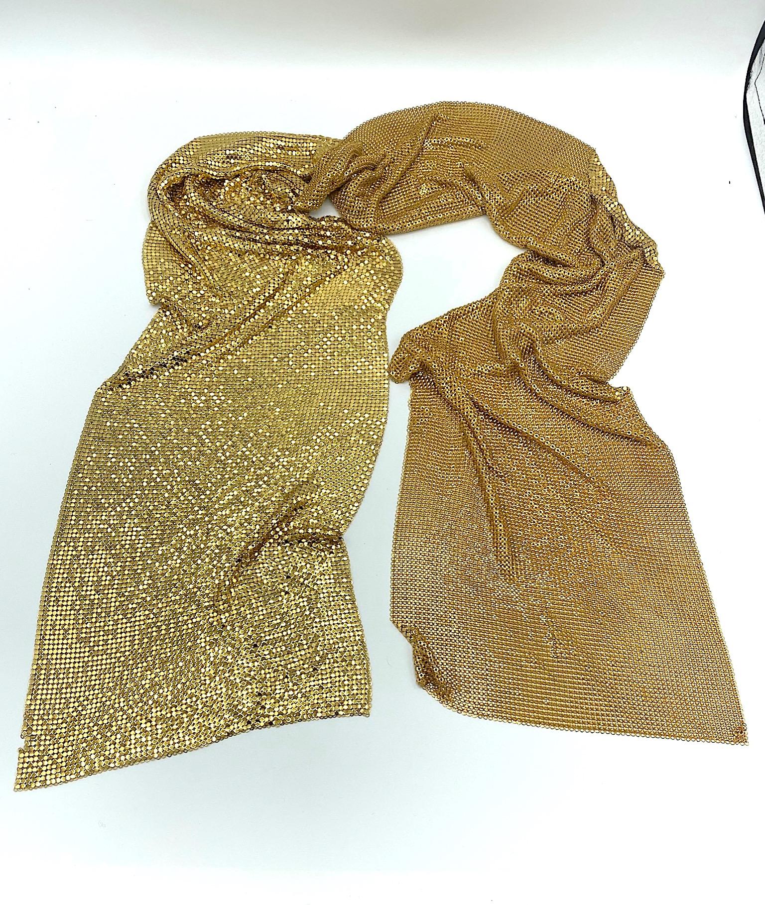 Brown Whiting and Davis 1970s Gold Mesh Scarf