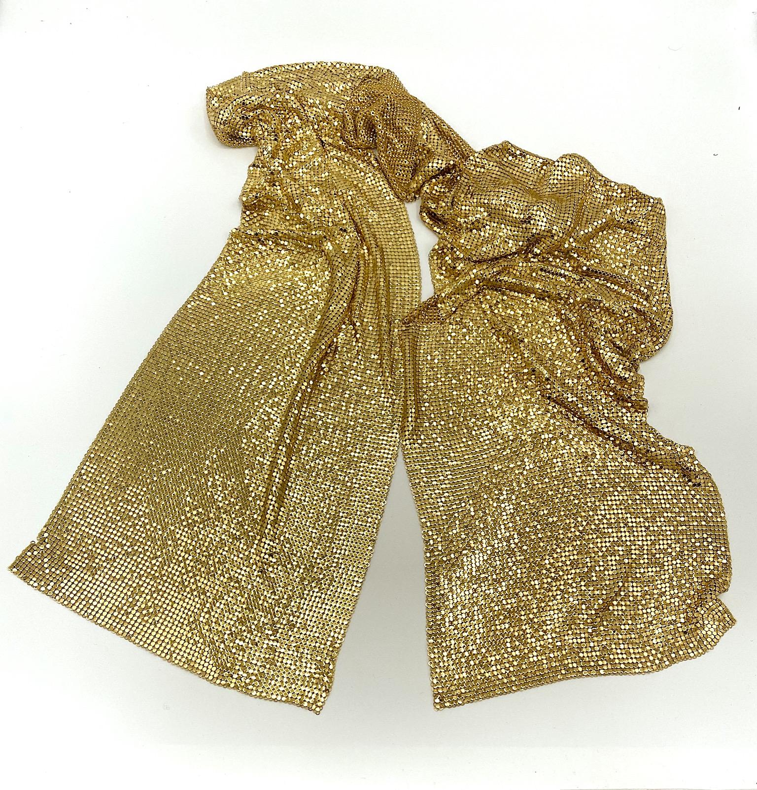 Whiting and Davis 1970s Gold Mesh Scarf In Good Condition In New York, NY