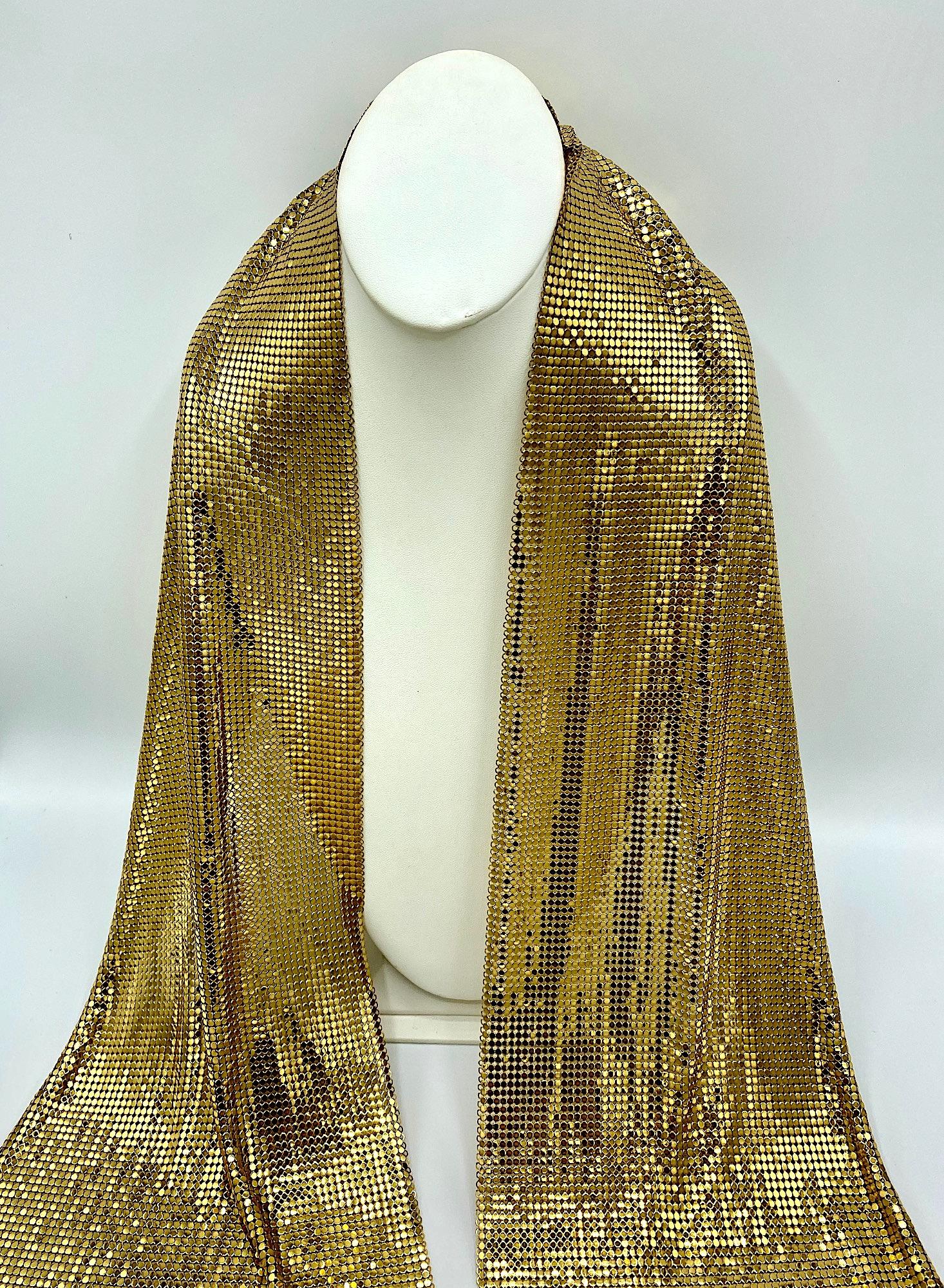 Whiting and Davis 1970s Gold Mesh Scarf 1