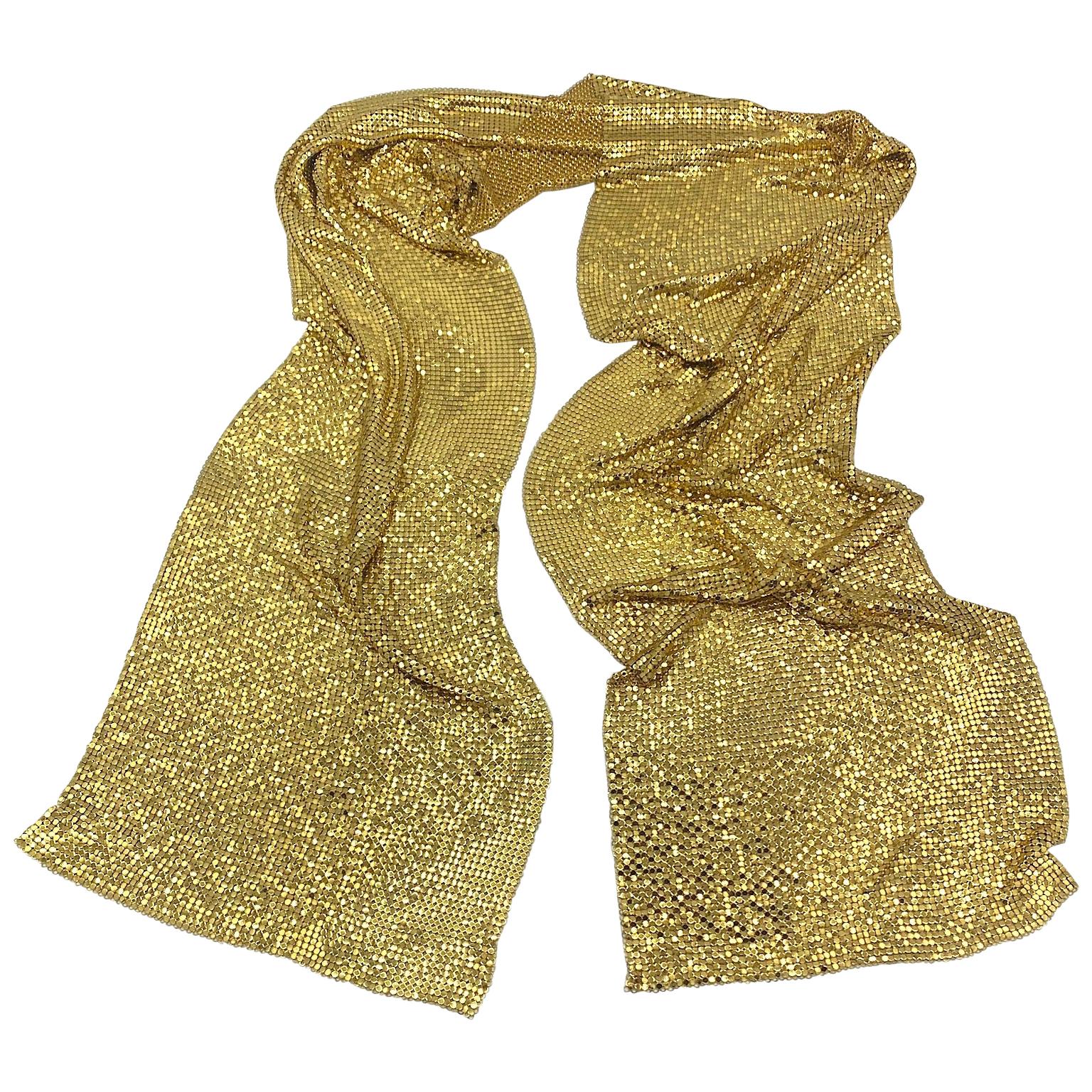 Whiting and Davis 1970s Gold Mesh Scarf