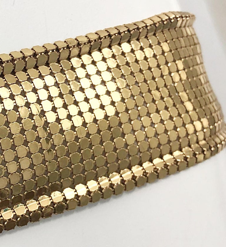1980’s gold toned metal belt, squares w/metal mesh, vintage, retro Vintage Metallic Gold Metal Mesh Belt, Glam, Disco, GOLD  main image 4