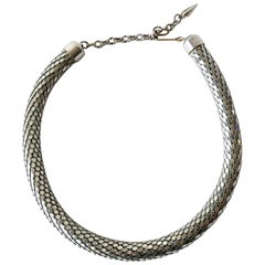 Retro Whiting and Davis Metal Mesh Choker Disco Necklace