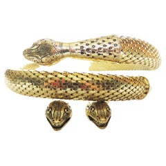 Whiting & Davis - Boucles d'oreilles et colliers ras du cou serpent des années 1960