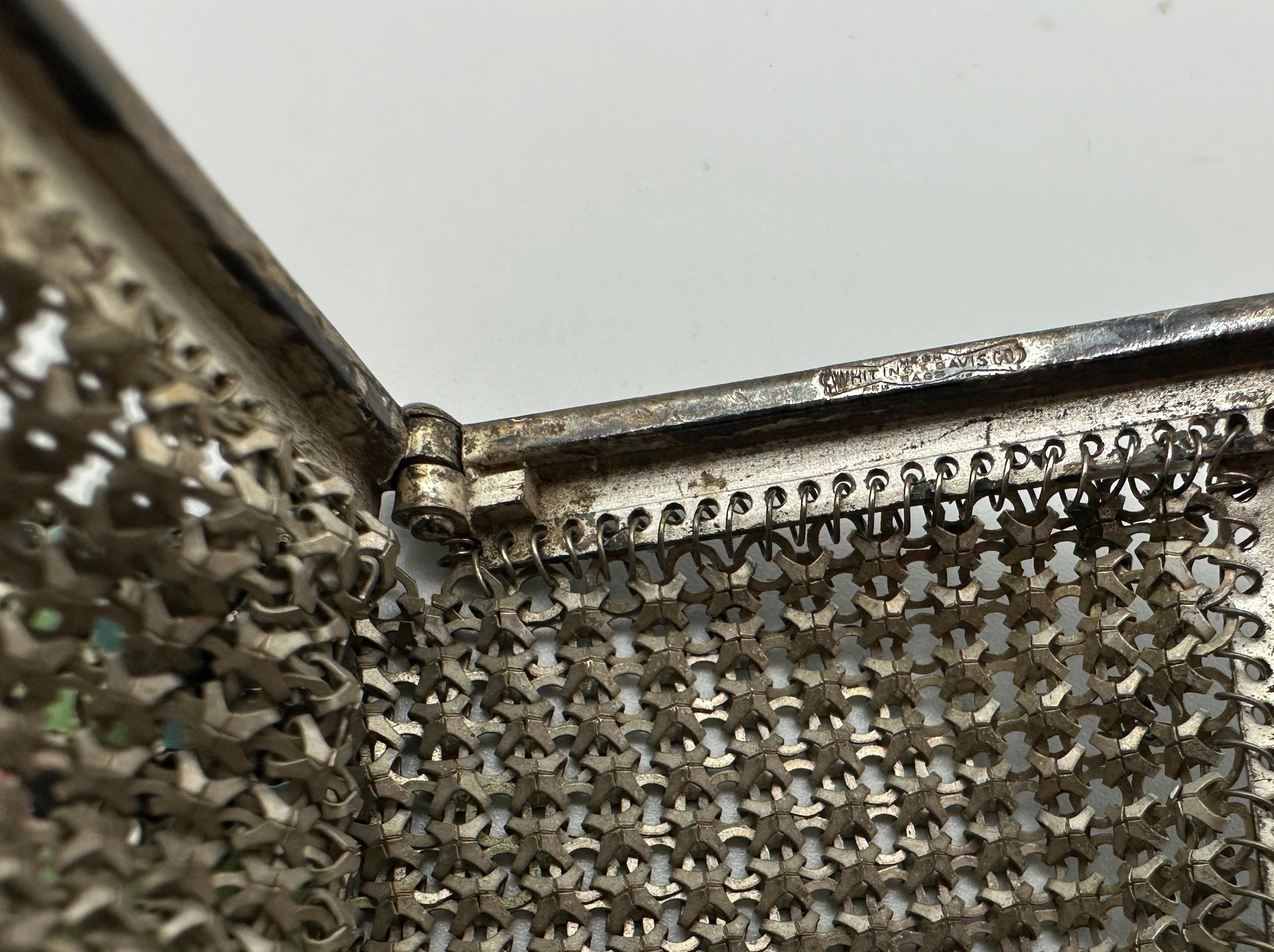 Whiting & Davis Antique Art Deco Enameled Metal Mesh Purse, Documented, 1920s 2