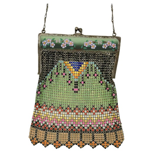 Edwardian Whiting and Davis Dresden Multi-Color Mesh Bag For Sale at ...