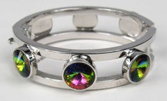 Whiting & Davis Bracelet Watermelon Rivoli Bangle New Never Worn Silver