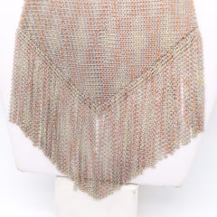 WHITING & DAVIS CO. 1920 Art-Deco Cocktail Mesh Purse In 14Kt Gold & Sterling