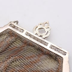 WHITING & DAVIS CO. 1920 Art-Deco Cocktail Mesh Purse In 14Kt Gold & Sterling