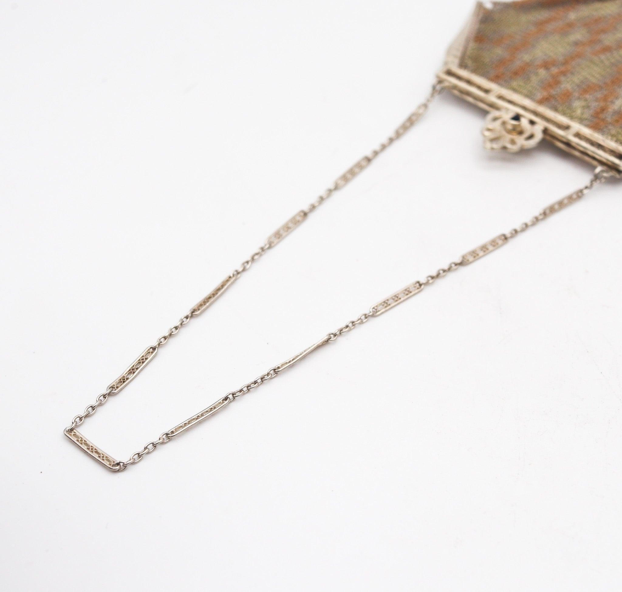 WHITING & DAVIS CO. 1920 Art-Deco Cocktail Mesh Geldbörse in 14Kt Gold & Sterling (Handgefertigt) im Angebot