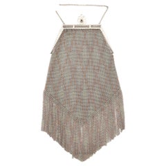 WHITING & DAVIS CO. 1920 Art-Deco Cocktail Mesh Purse In 14Kt Gold & Sterling