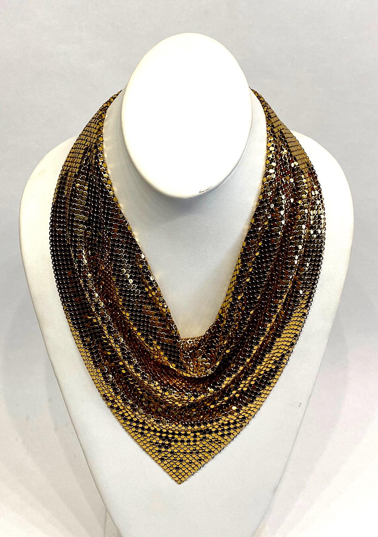 Whiting & Davis Co. 1970s Mesh Handkerchief Disco Necklace In Excellent Condition In New York, NY