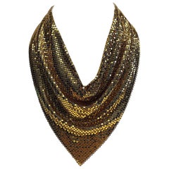 Whiting & Davis Co. 1970s Mesh Handkerchief Disco Necklace