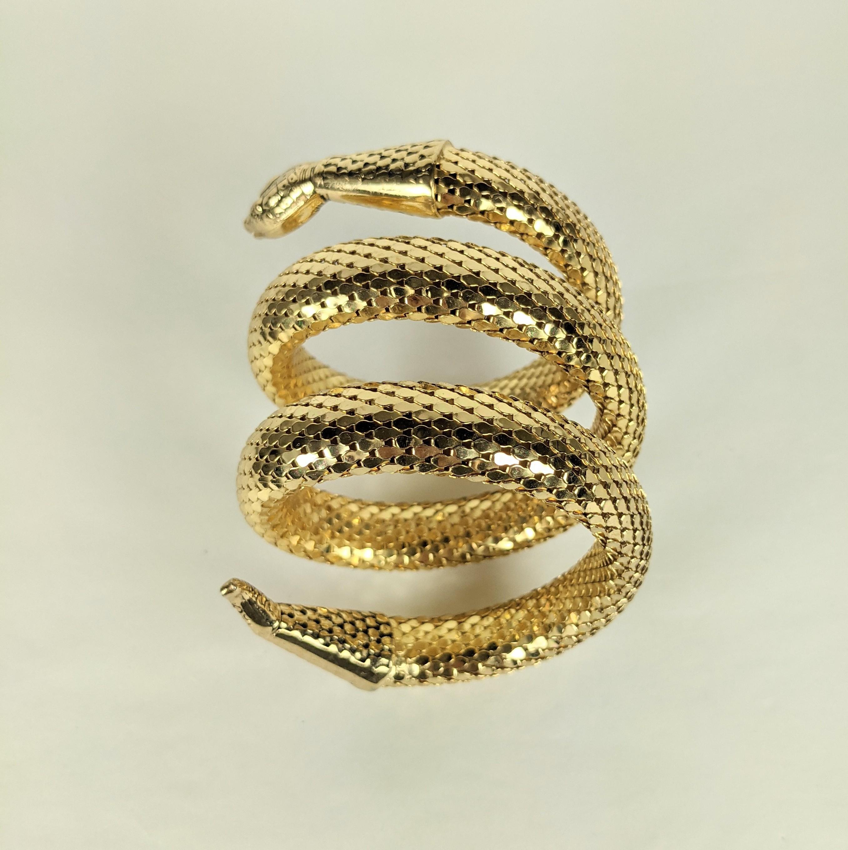 whiting and davis gold tone coiled snake bracelet