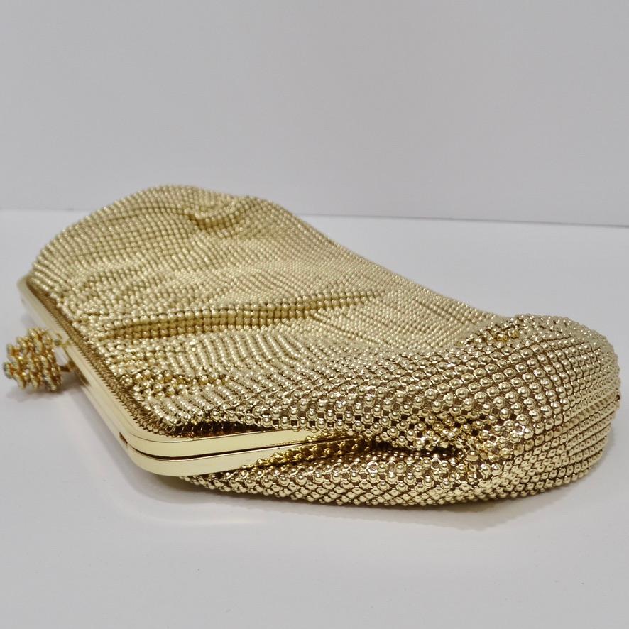 Whiting & Davis Gold Chainmail Clutch In Excellent Condition In Scottsdale, AZ