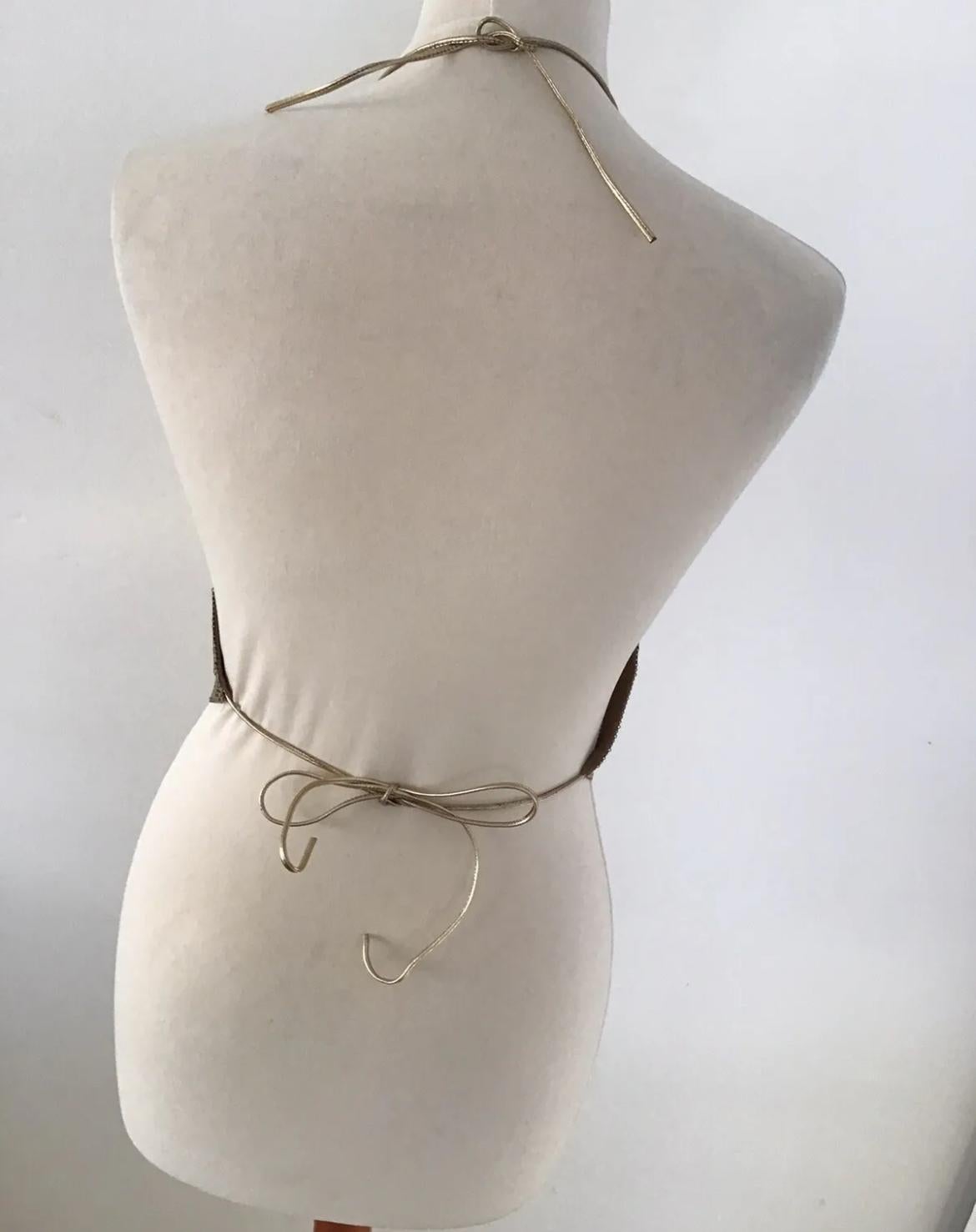 Whiting & Davis Gold Kettenhemd Netz Metall Halsausschnitt Top Party seltenes Vintage  im Zustand „Gut“ im Angebot in Romford, GB