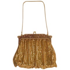 Vintage Whiting & Davis Gold Mesh Bag with Cut-Out Frame