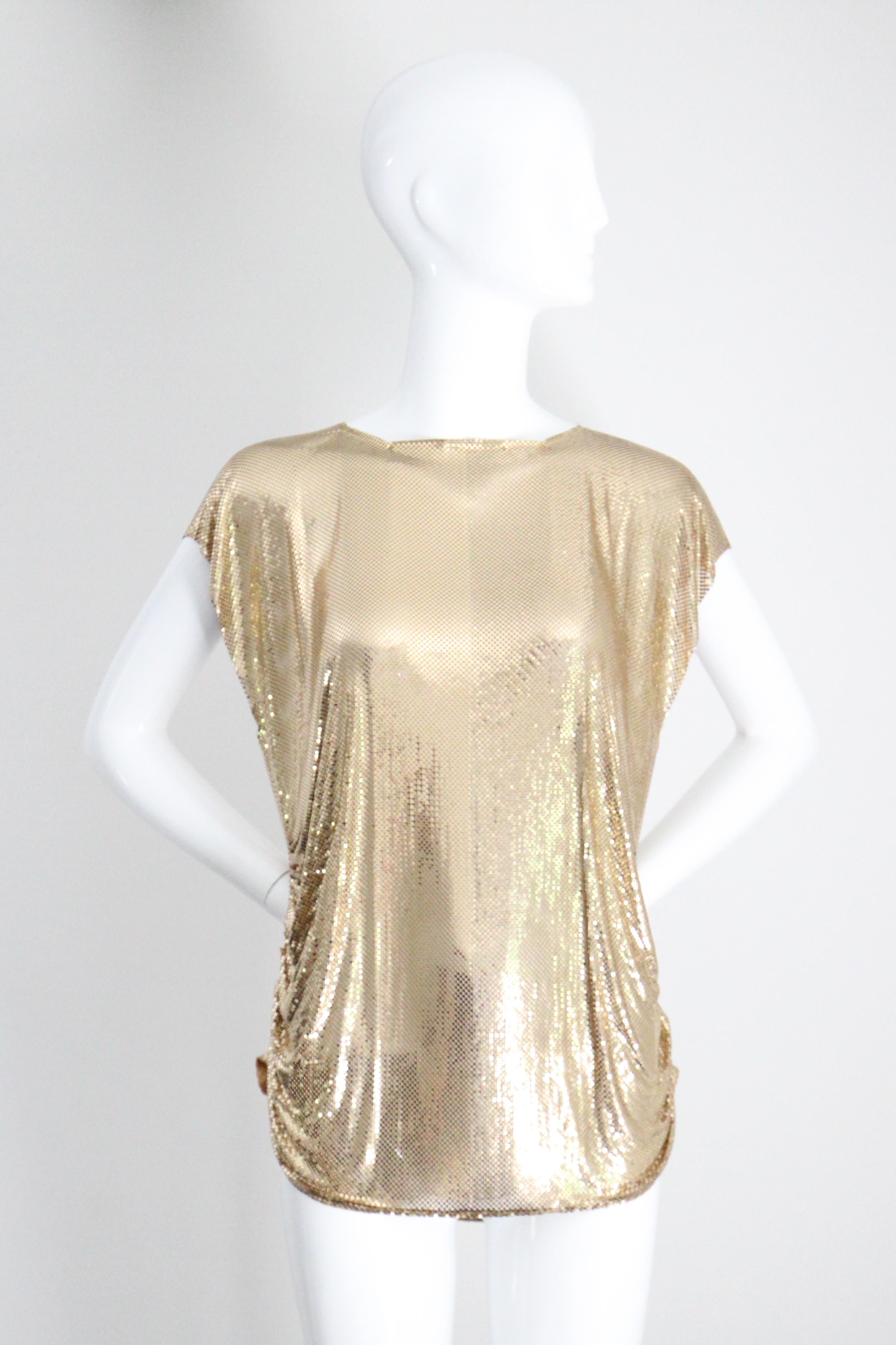 Vintage späte 1970er Jahre Gold Kette Mail Whiting & Davis Gold Mesh Bluse UK 14 US 10 (Braun) im Angebot