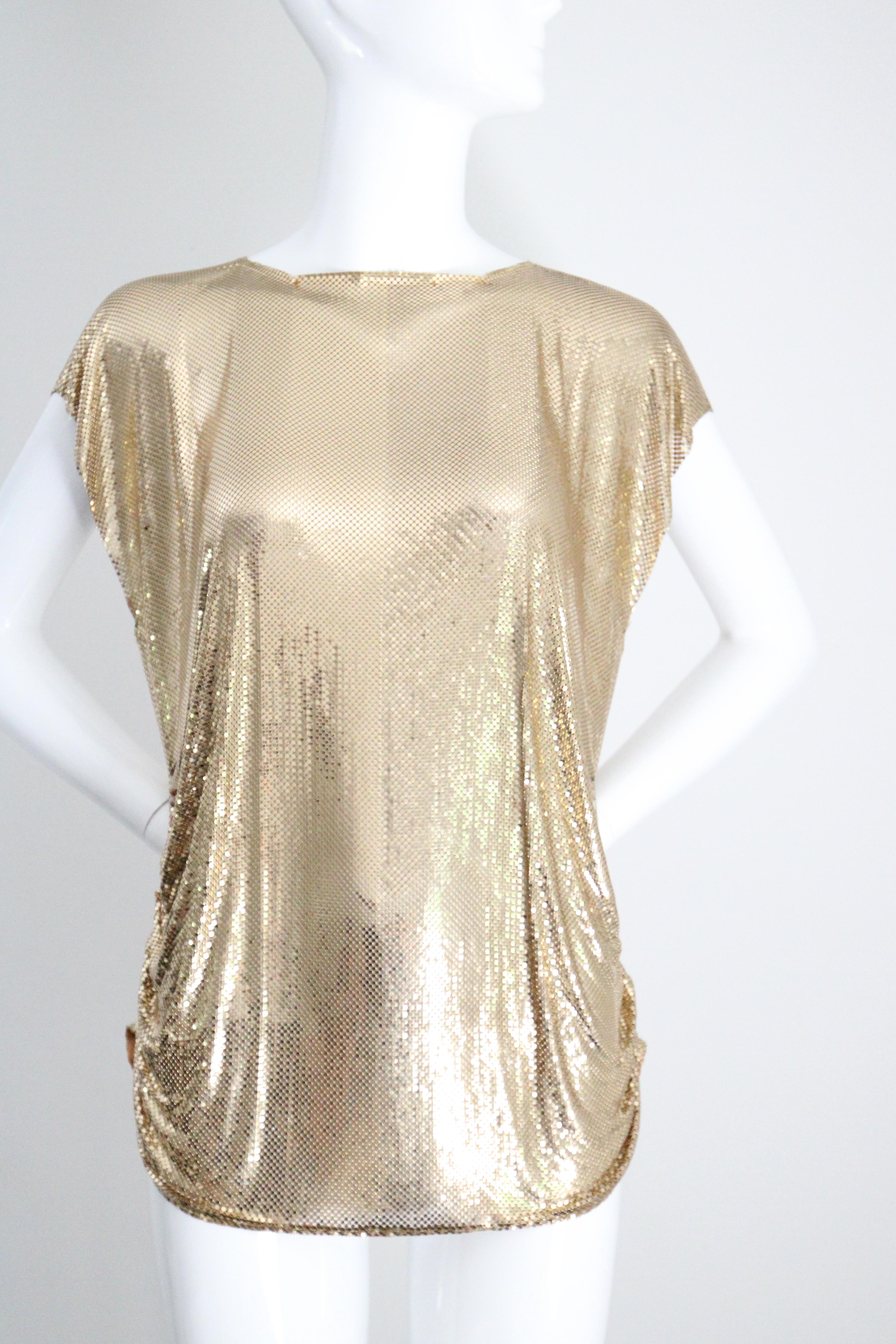 Vintage späte 1970er Jahre Gold Kette Mail Whiting & Davis Gold Mesh Bluse UK 14 US 10 im Zustand „Gut“ im Angebot in Cheltenham, GB