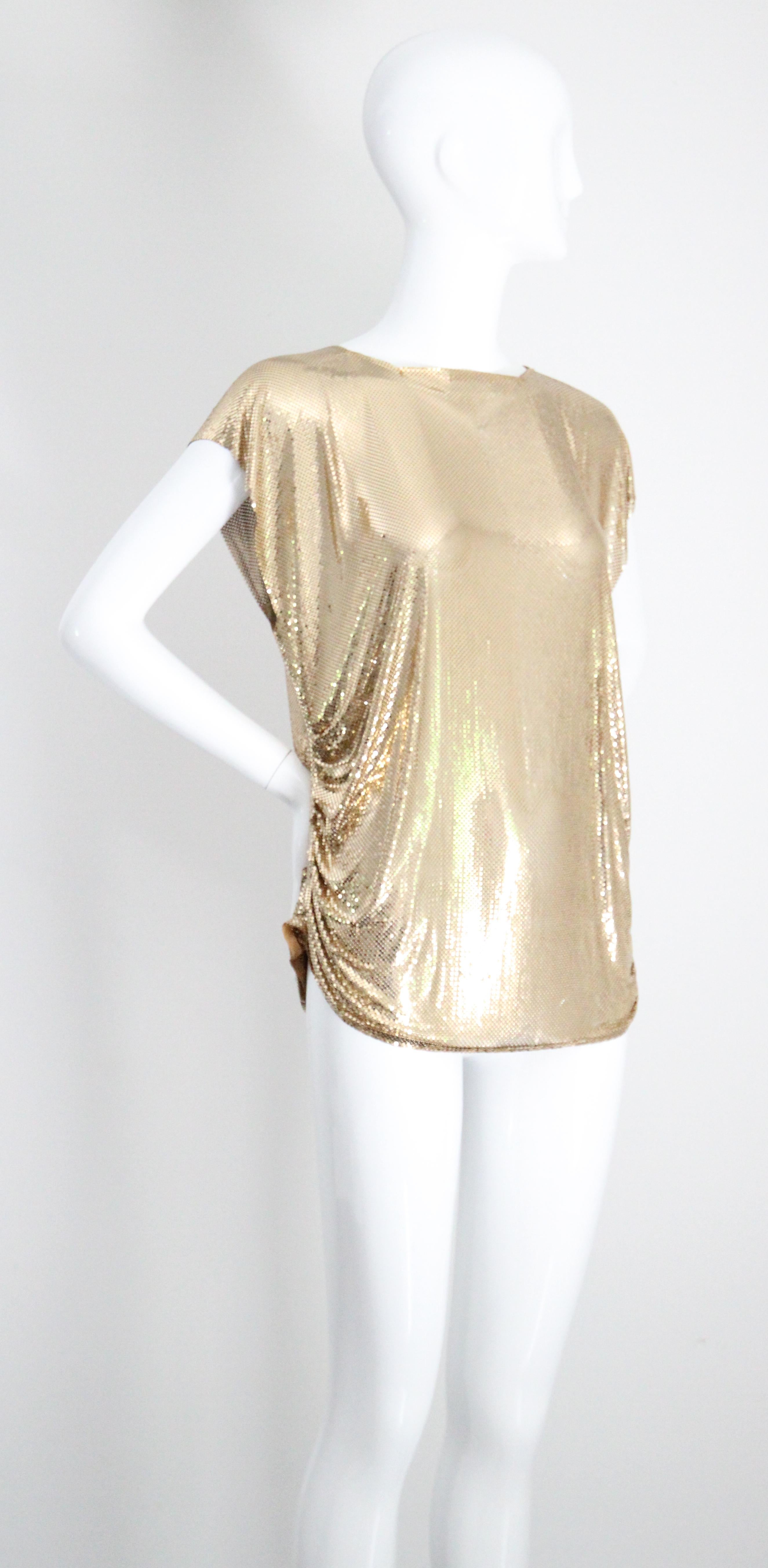 Vintage späte 1970er Jahre Gold Kette Mail Whiting & Davis Gold Mesh Bluse UK 14 US 10 Damen im Angebot