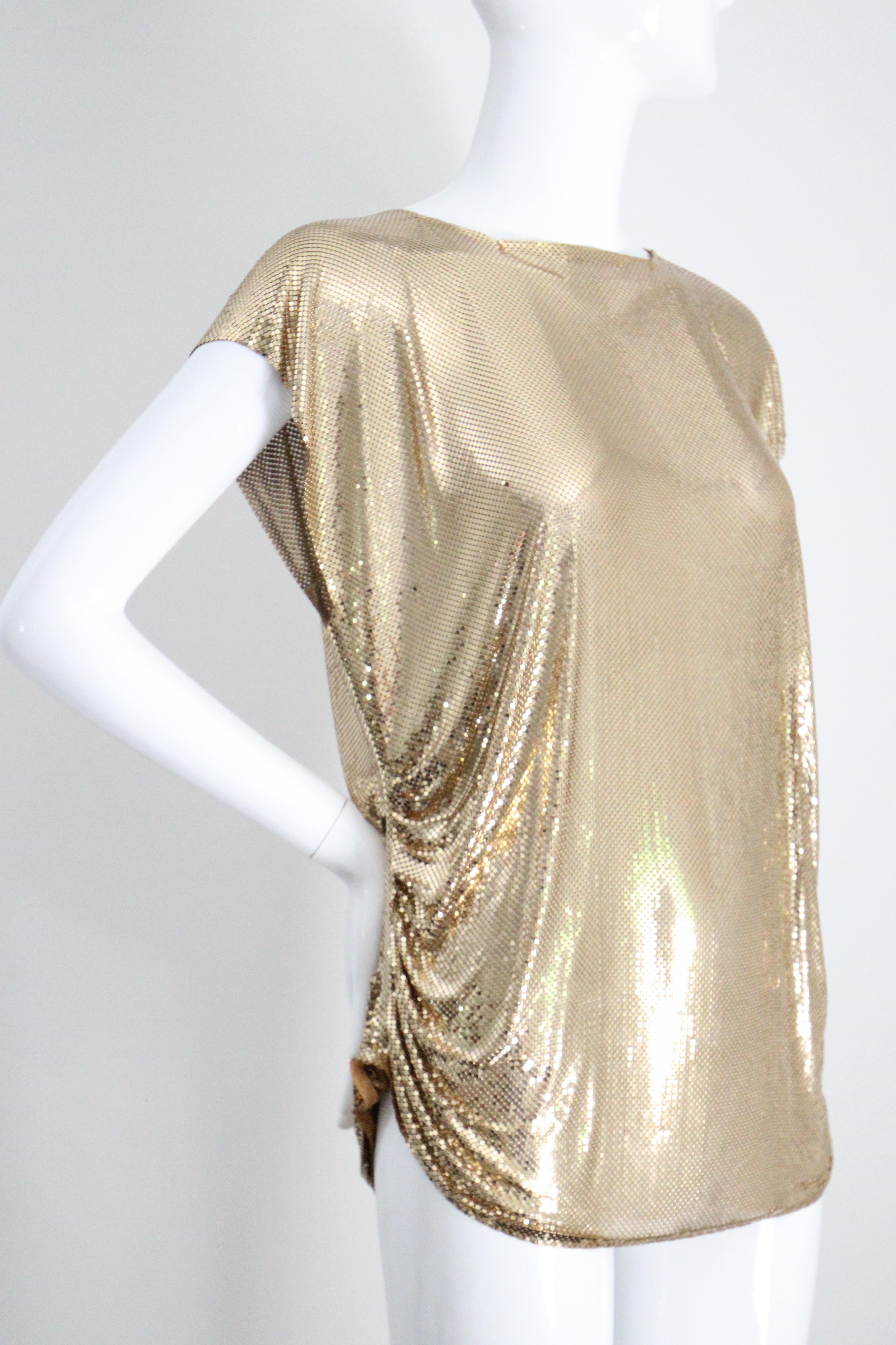 Vintage späte 1970er Jahre Gold Kette Mail Whiting & Davis Gold Mesh Bluse UK 14 US 10 im Angebot 1