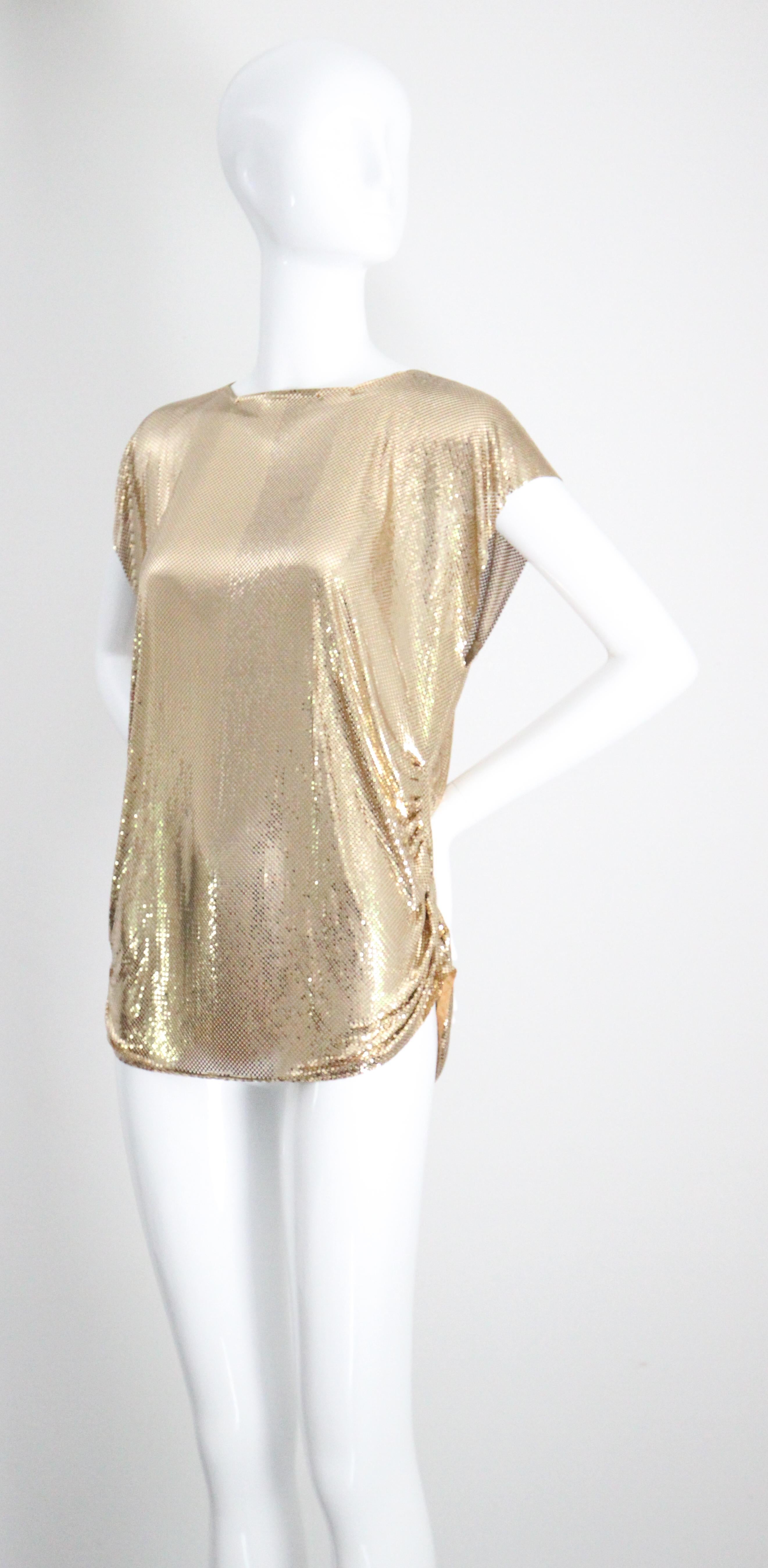 Vintage späte 1970er Jahre Gold Kette Mail Whiting & Davis Gold Mesh Bluse UK 14 US 10 im Angebot 2