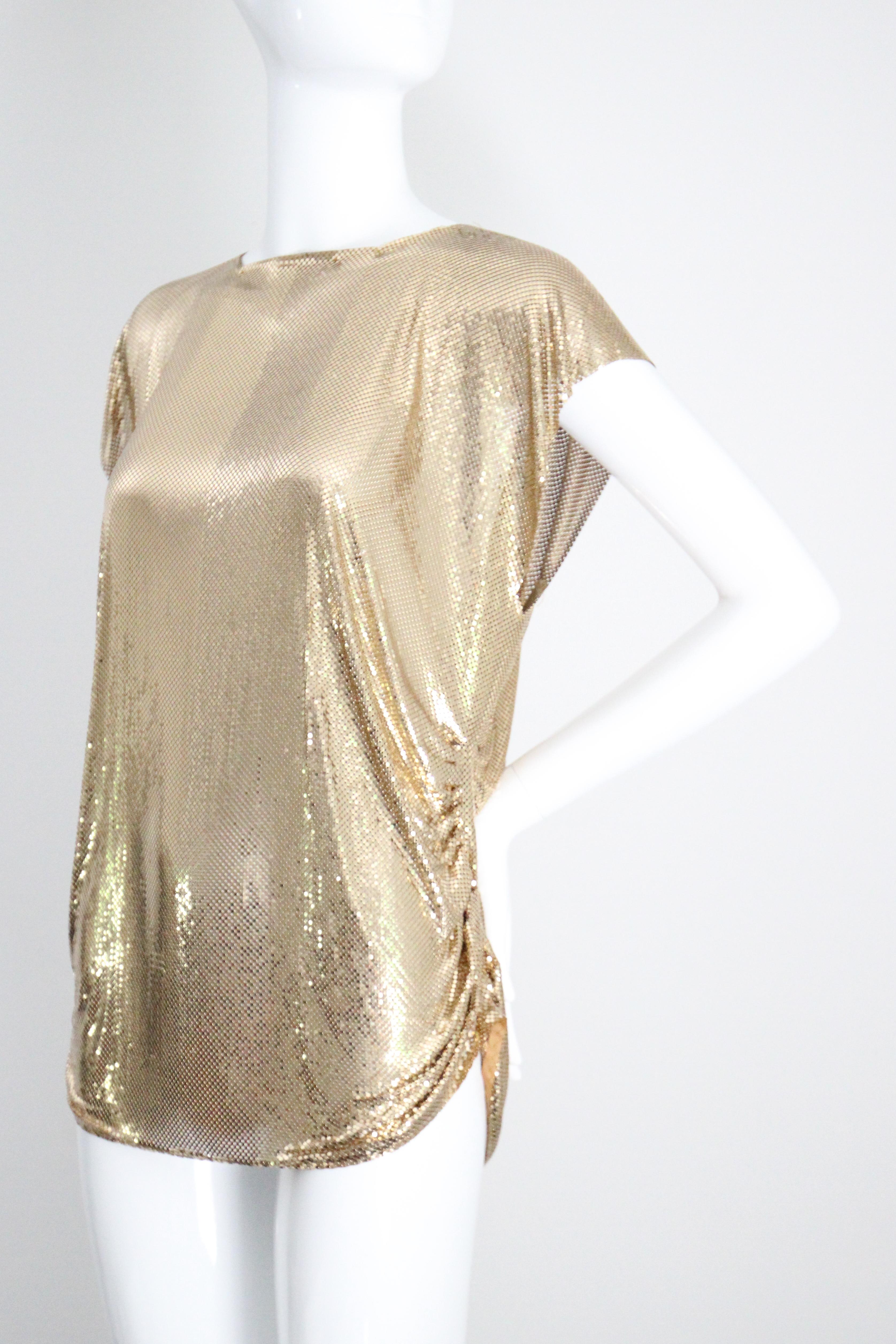 Vintage späte 1970er Jahre Gold Kette Mail Whiting & Davis Gold Mesh Bluse UK 14 US 10 im Angebot 3