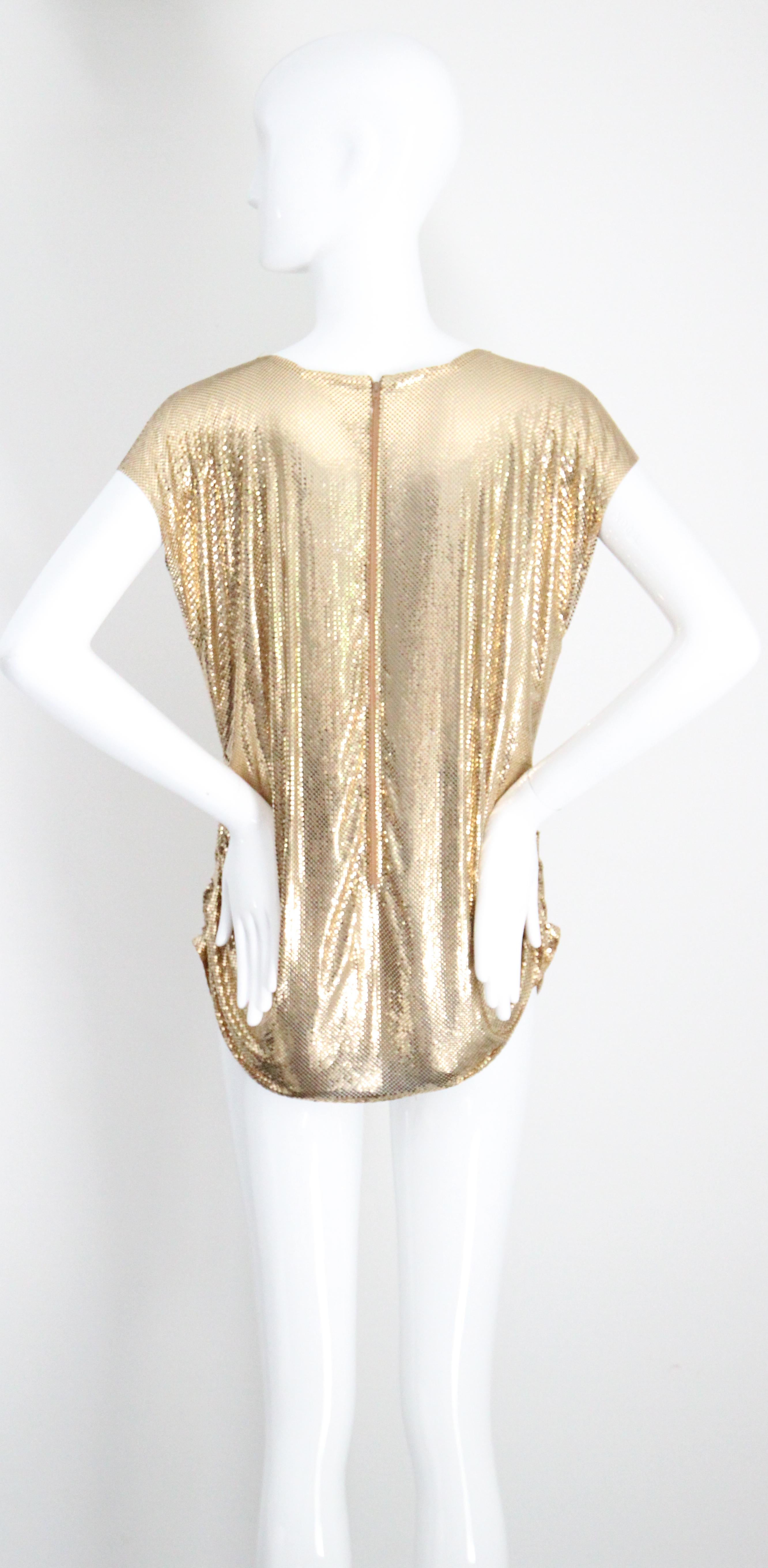 Vintage späte 1970er Jahre Gold Kette Mail Whiting & Davis Gold Mesh Bluse UK 14 US 10 im Angebot 4