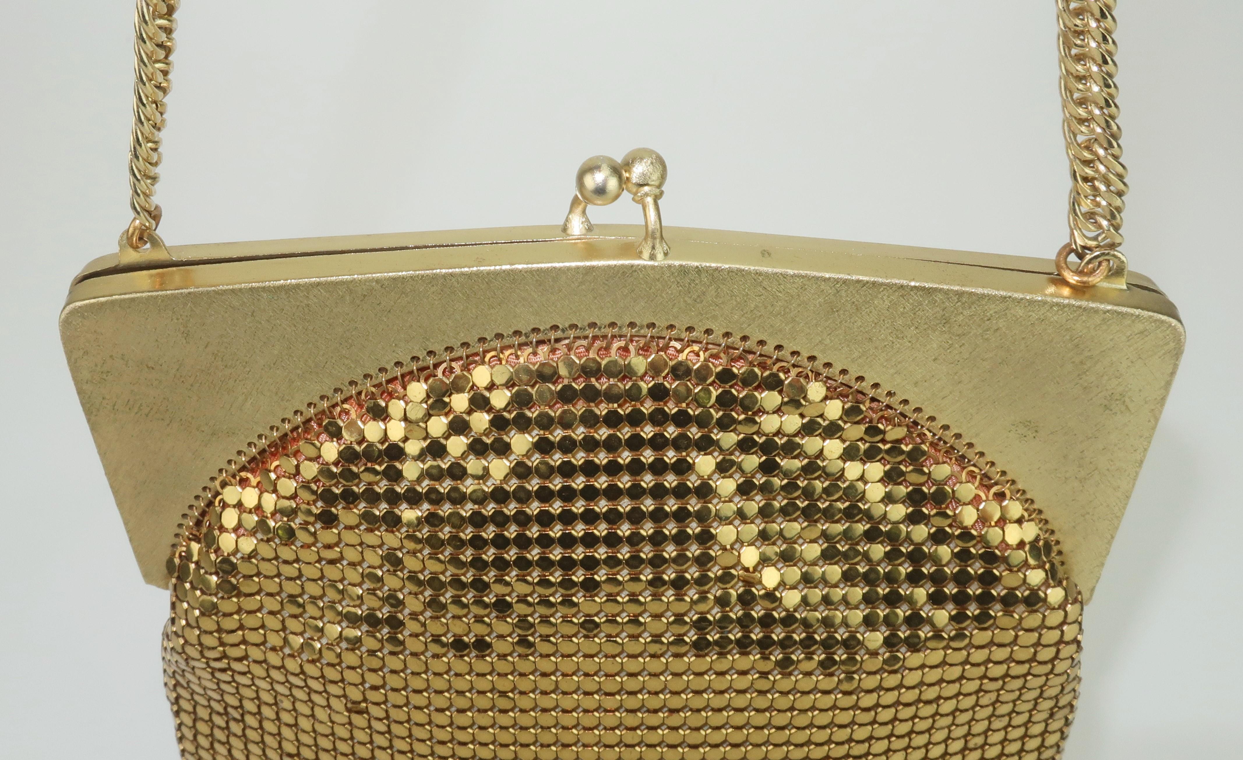 Women's Whiting & Davis Gold Mesh Chain Mail Fringe Handbag, 1960's