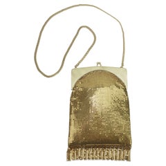 Whiting & Davis Gold Mesh Chain Mail Fringe Handbag, 1960's