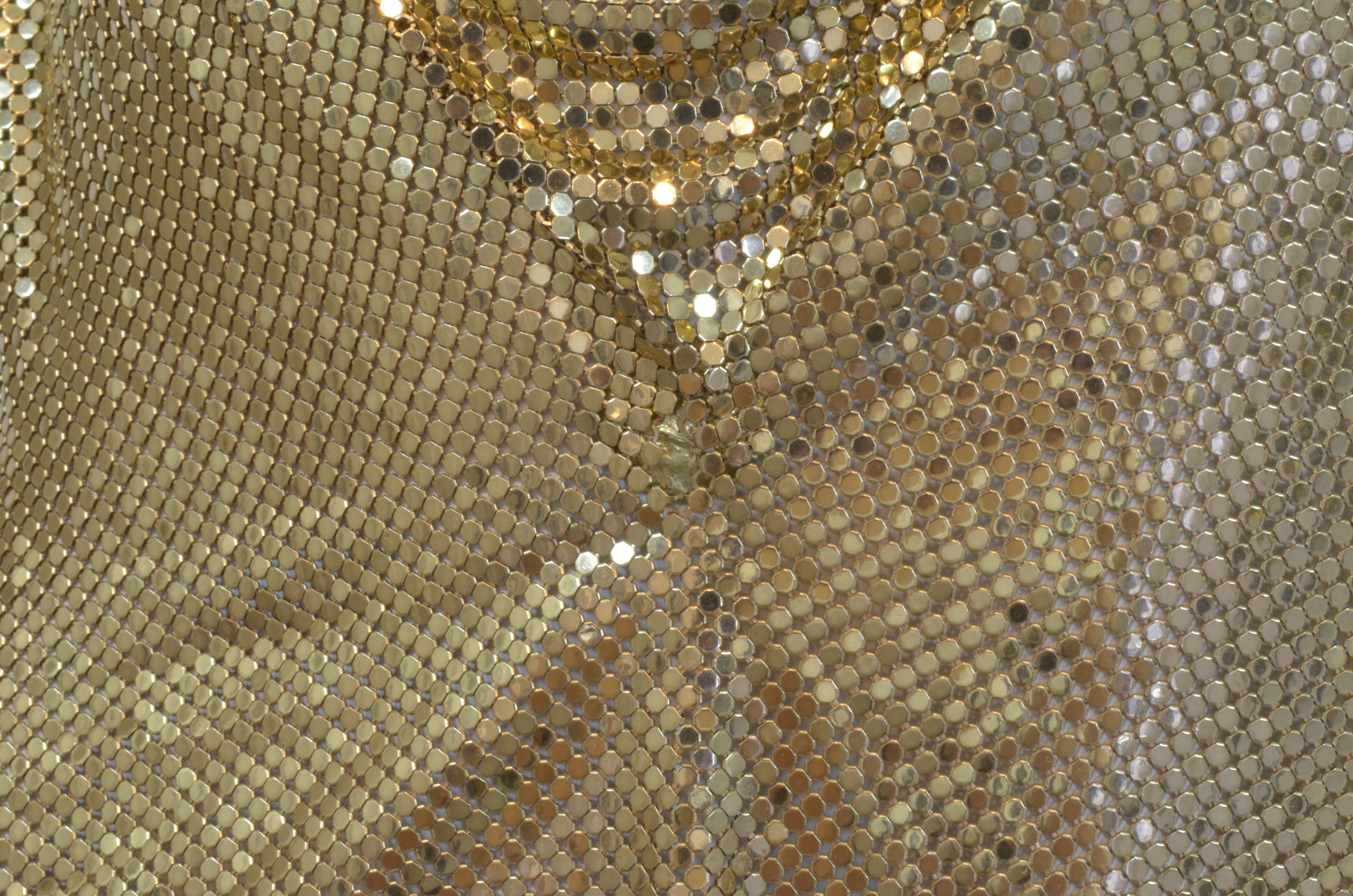 Whiting & Davis Gold Mesh Metal Chainmail Top In Good Condition In Carmel, CA