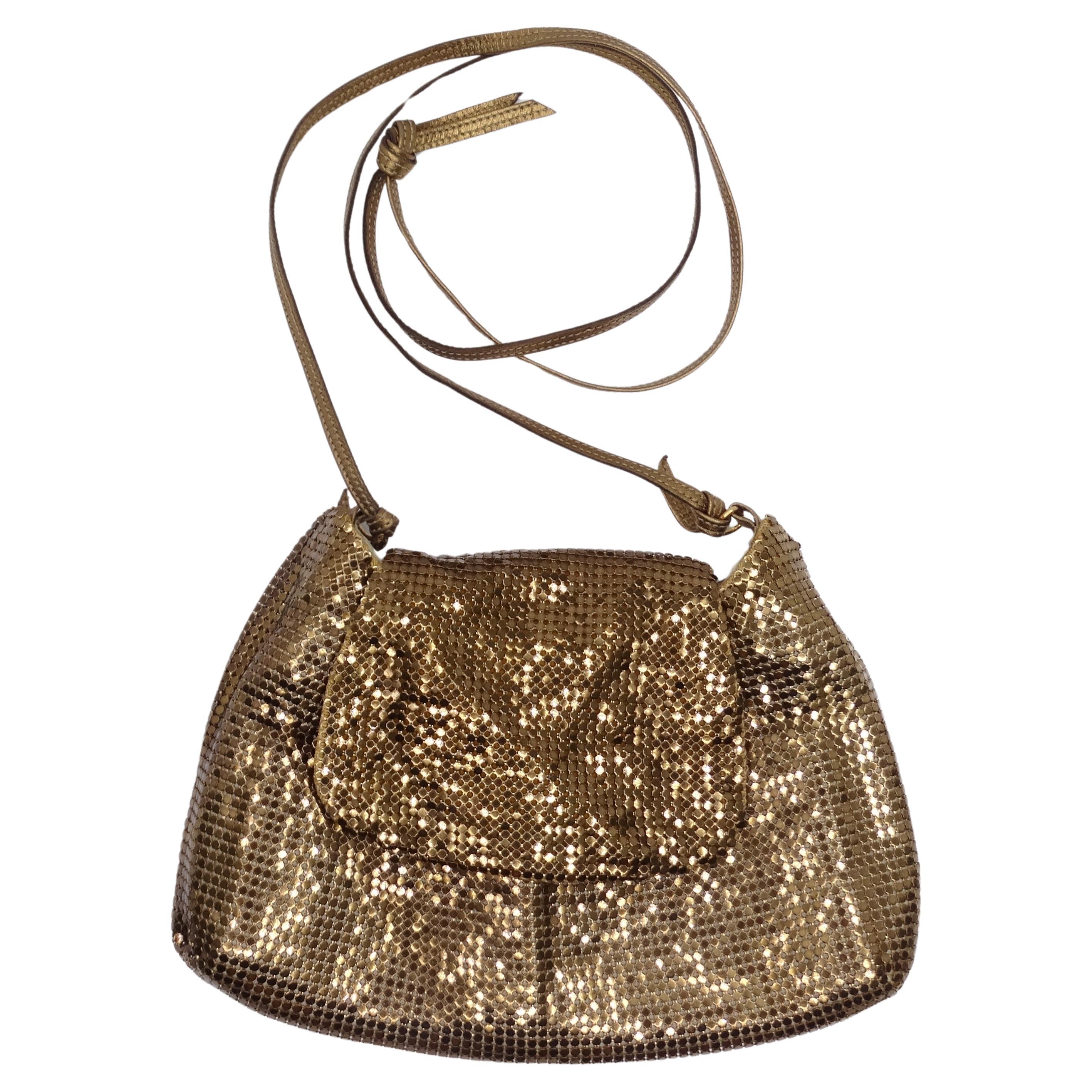 Whiting & Davis Gold Tone Chain Mail Crossbody Bag For Sale