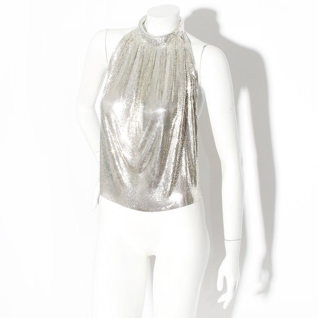 Whiting & Davis Mesh Silver Halter In Good Condition In Los Angeles, CA