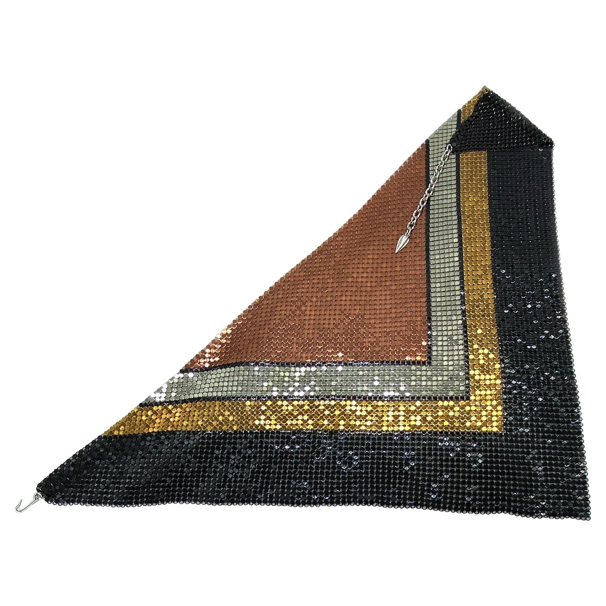 Modern Whiting & Davis Multi-Color Metal Mesh Scarf Necklace For Sale