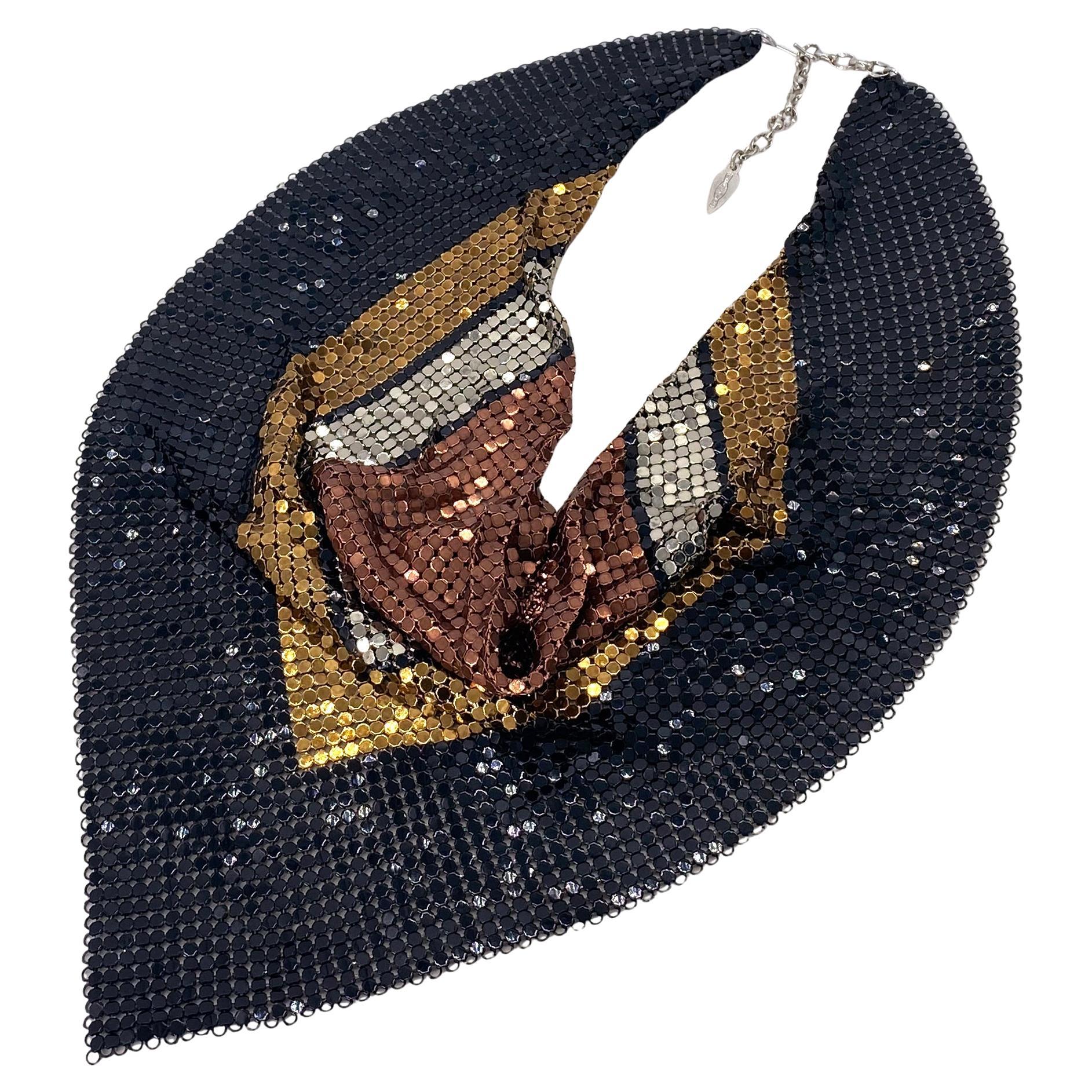 Whiting & Davis Multi-Color Metal Mesh Scarf Necklace For Sale 2