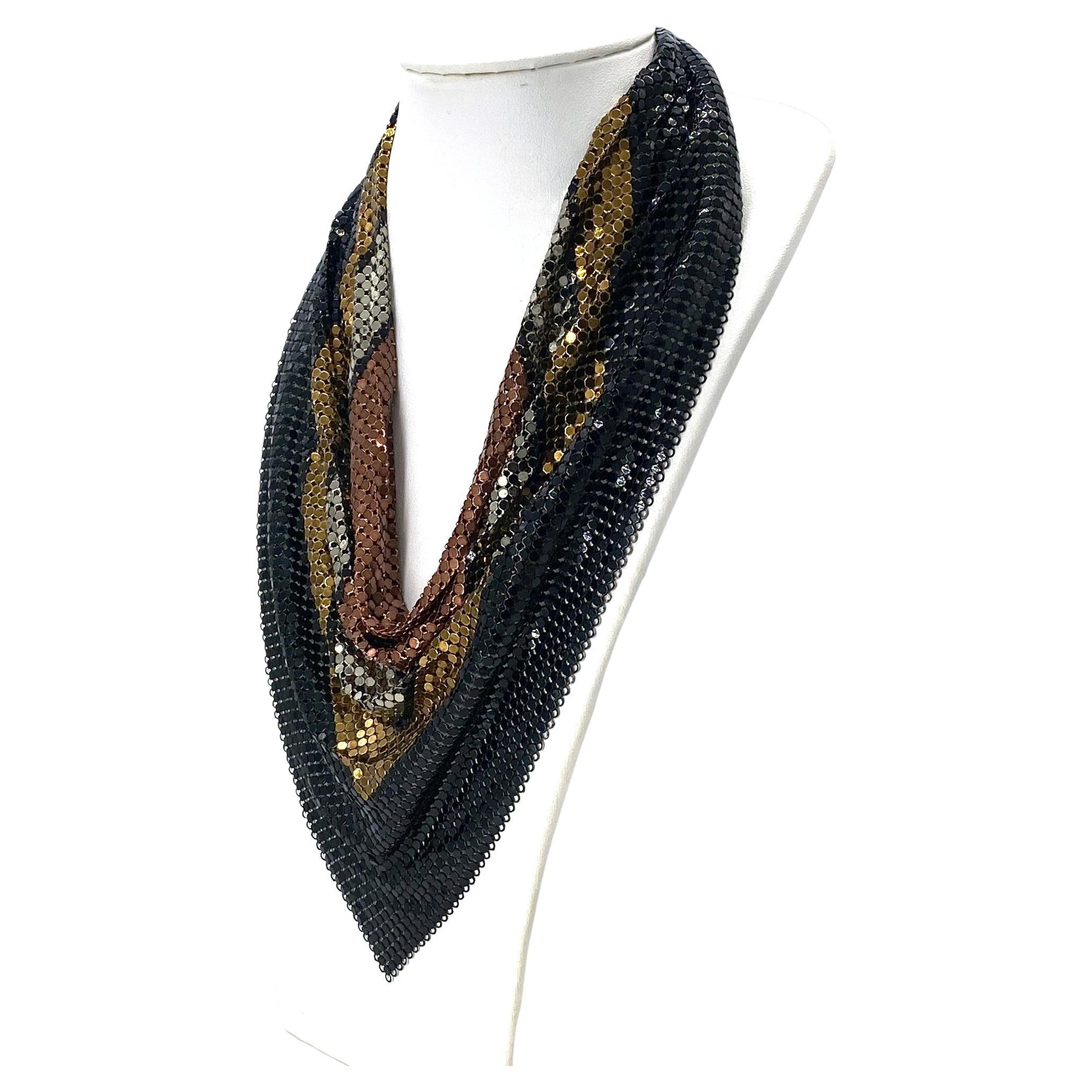 Whiting & Davis Multi-Color Metal Mesh Scarf Necklace For Sale 3