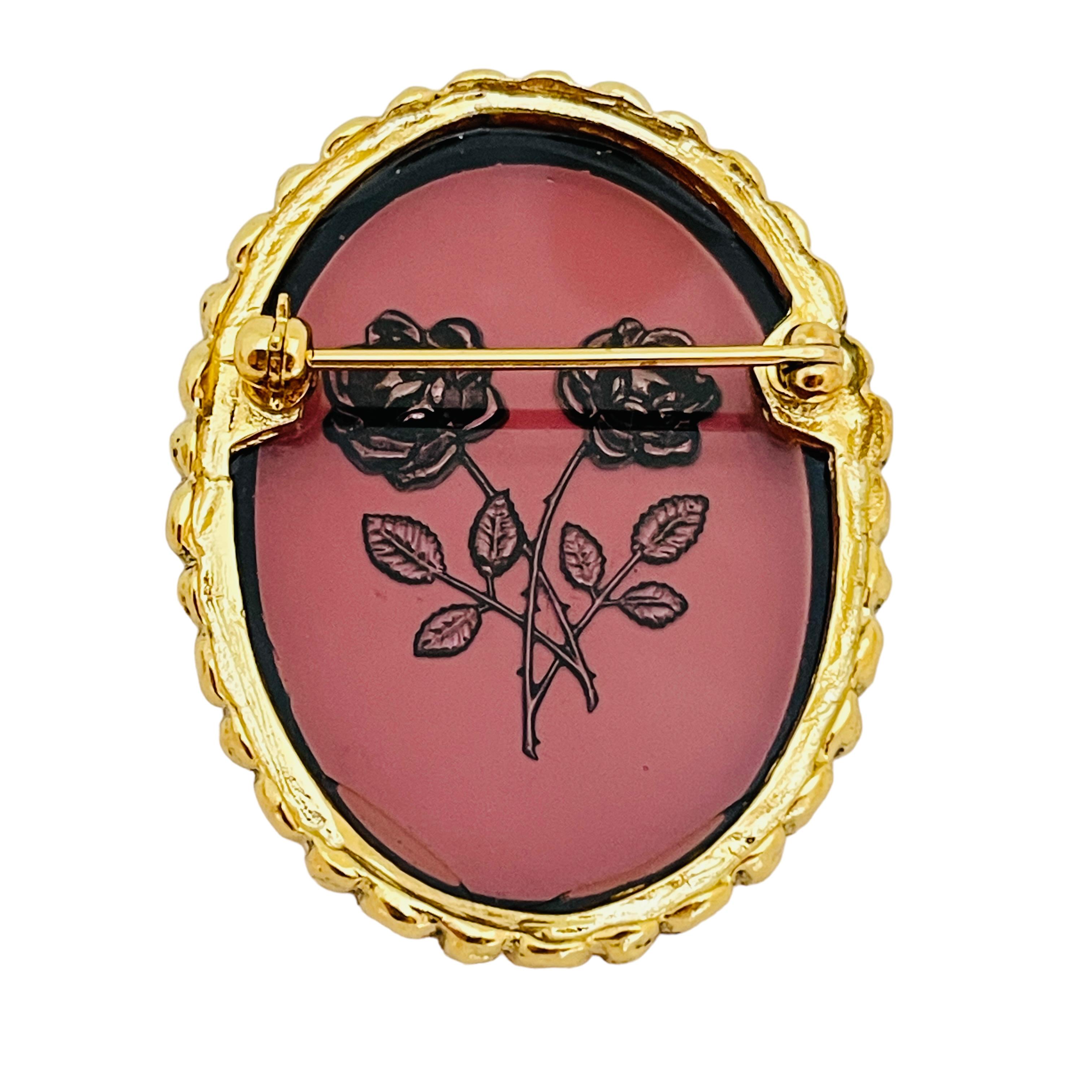 WHITING & DAVIS signed gold glass designer clip on earrings brooch set In Good Condition For Sale In Palos Hills, IL