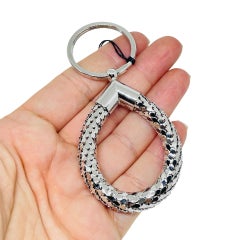 WHITING & DAVIS signed vintage silver tone designer key chain