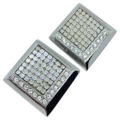 Orecchini a clip vintage firmati Whiting Davis, color argento con strass