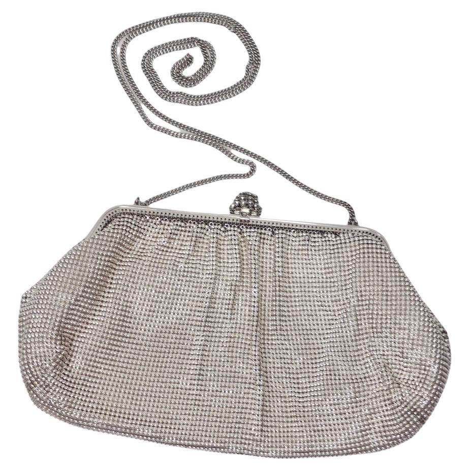 Whiting & Davis Silver Chainmail Clutch For Sale