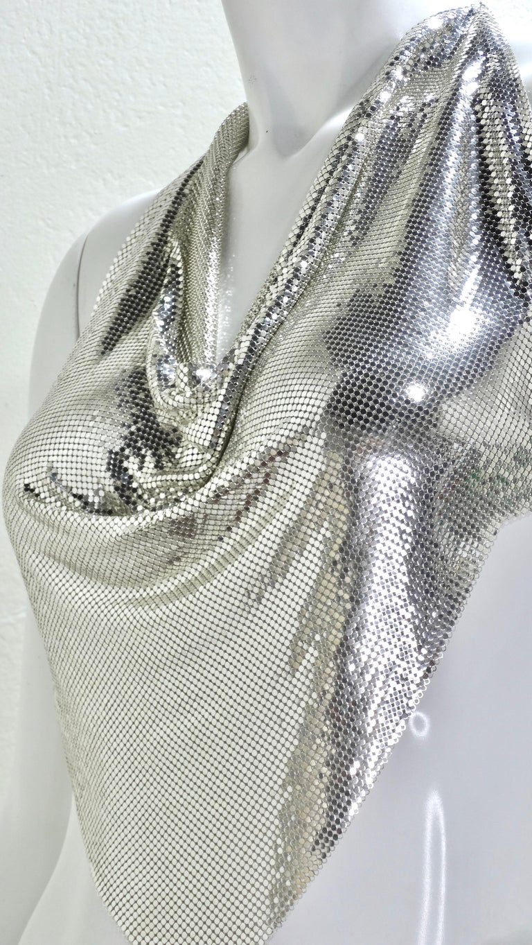 Whiting and Davis Silver Metal-Mesh Halter Top For Sale at 1stDibs