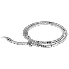 Whiting & Davis Ceinture ou collier serpent en argent:: circa 1960:: Signé