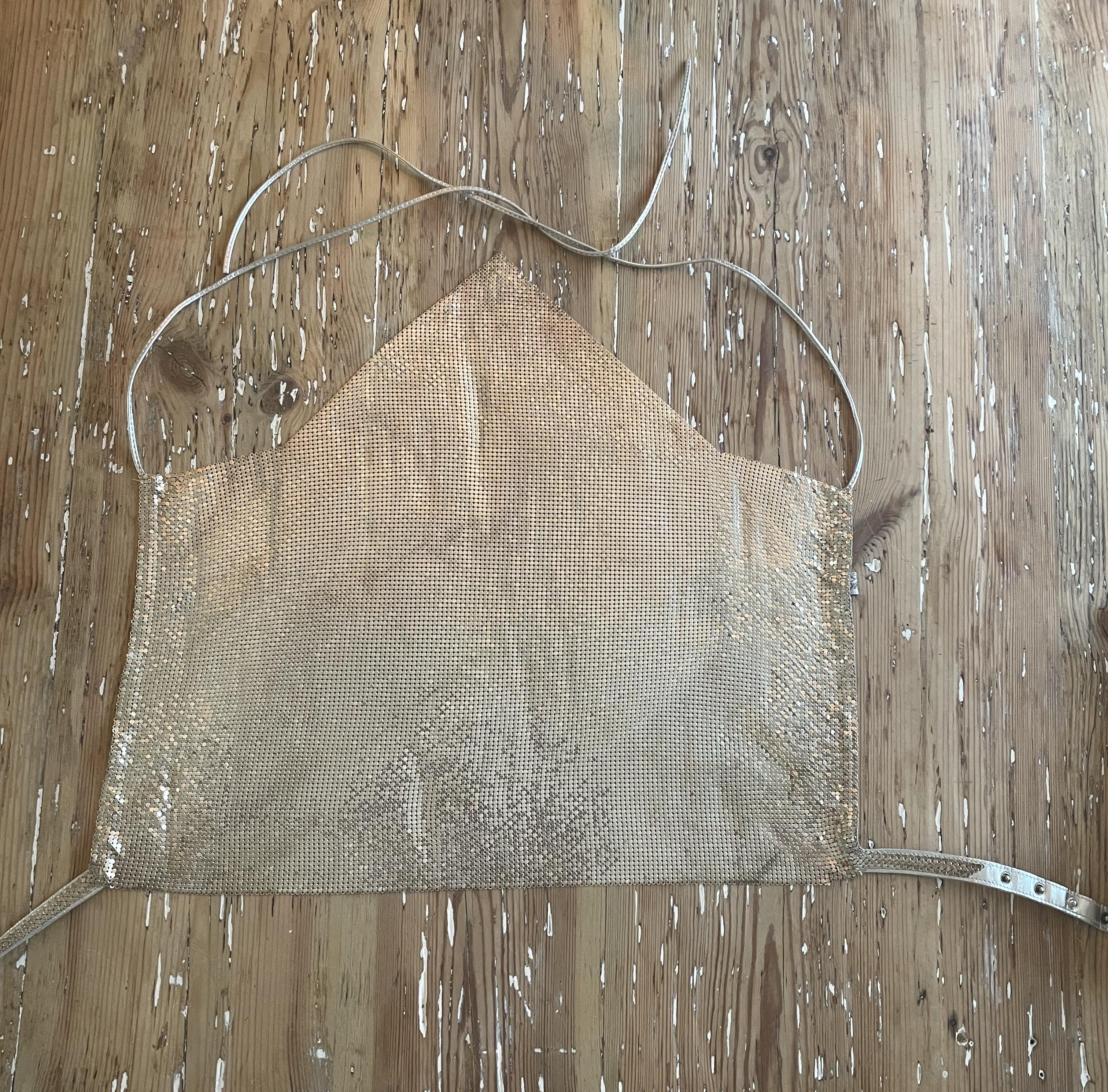 Whiting & Davis Vintage Silver-Tone Chainmail Halter Top 1990s In Excellent Condition For Sale In 'S-HERTOGENBOSCH, NL