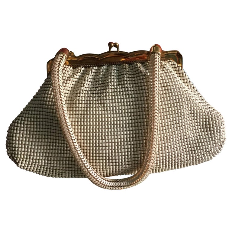 Whiting and Davis White Alumesh Purse, Circa 1940s For Sale at 1stDibs