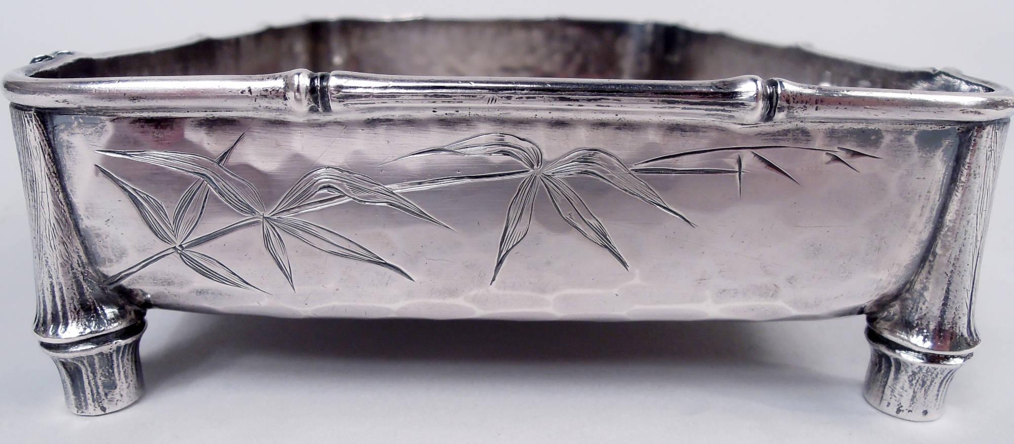 Japonisme Whiting Japonesque Mixed Metal Sterling Silver Bamboo & Crab Bowl For Sale