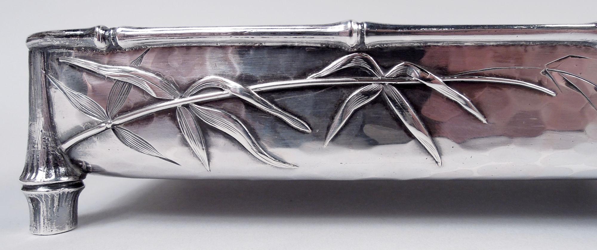 19th Century Whiting Japonesque Mixed Metal Sterling Silver Bamboo & Crab Bowl For Sale