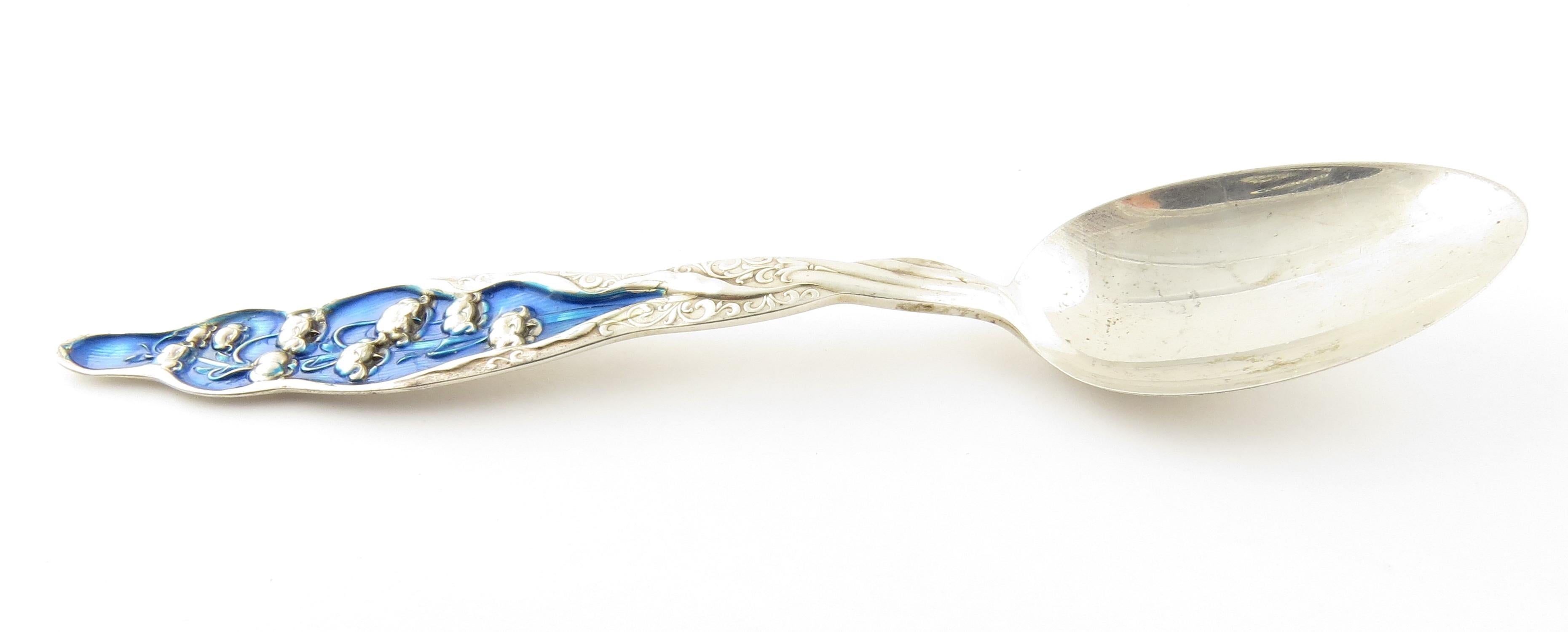 American Whiting Lily of the Valley 1885 Sterling Silver Tapered End Enamel Teaspoon