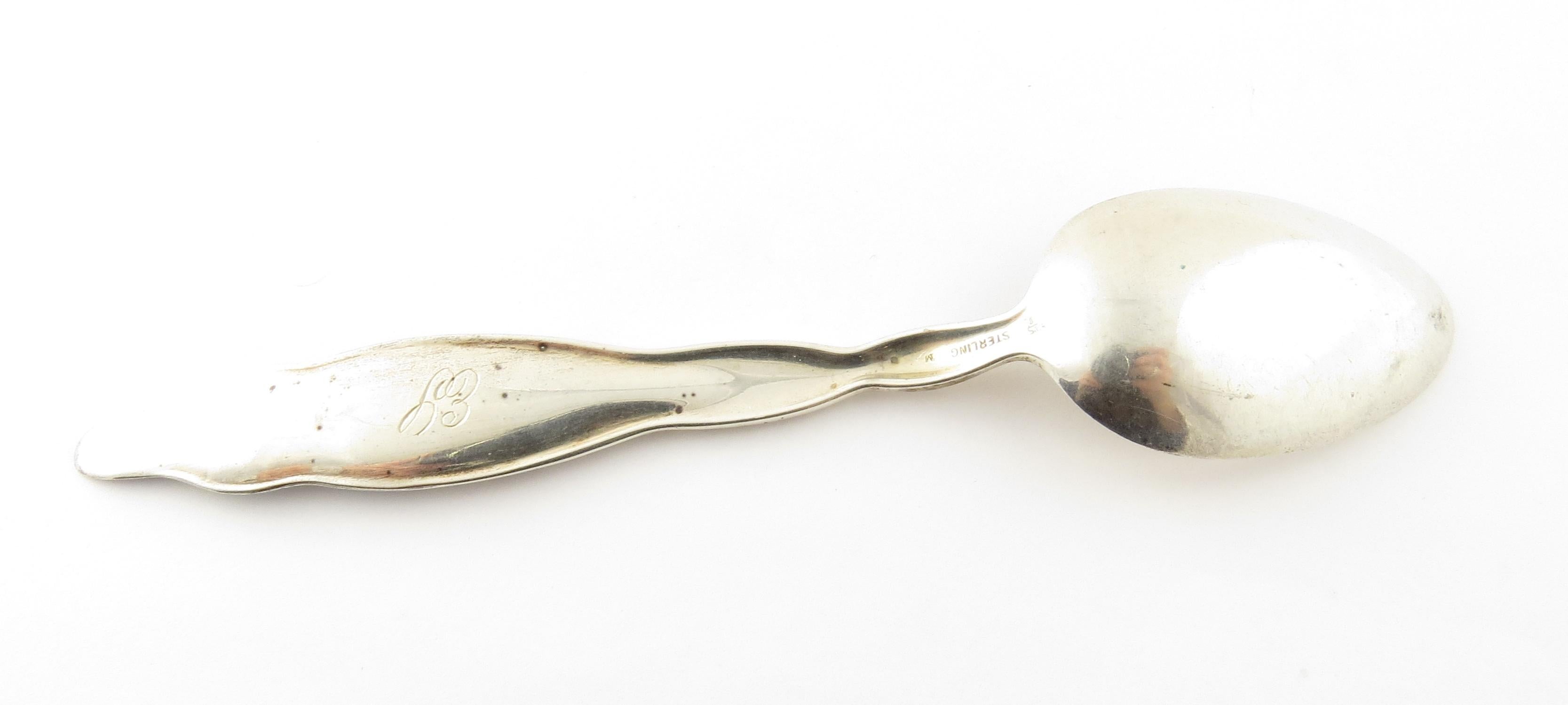 Whiting Lily of the Valley 1885 Sterling Silver Tapered End Enamel Teaspoon In Good Condition In Washington Depot, CT