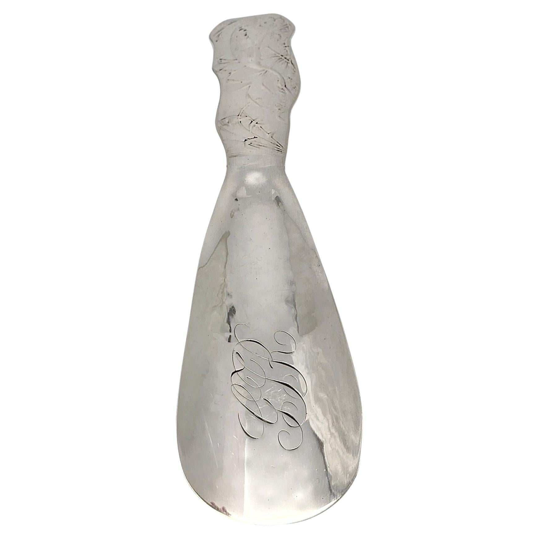 Whiting Mfg Co Sterling Silber japanische Muster Schuhlöffel w/Mono #21303