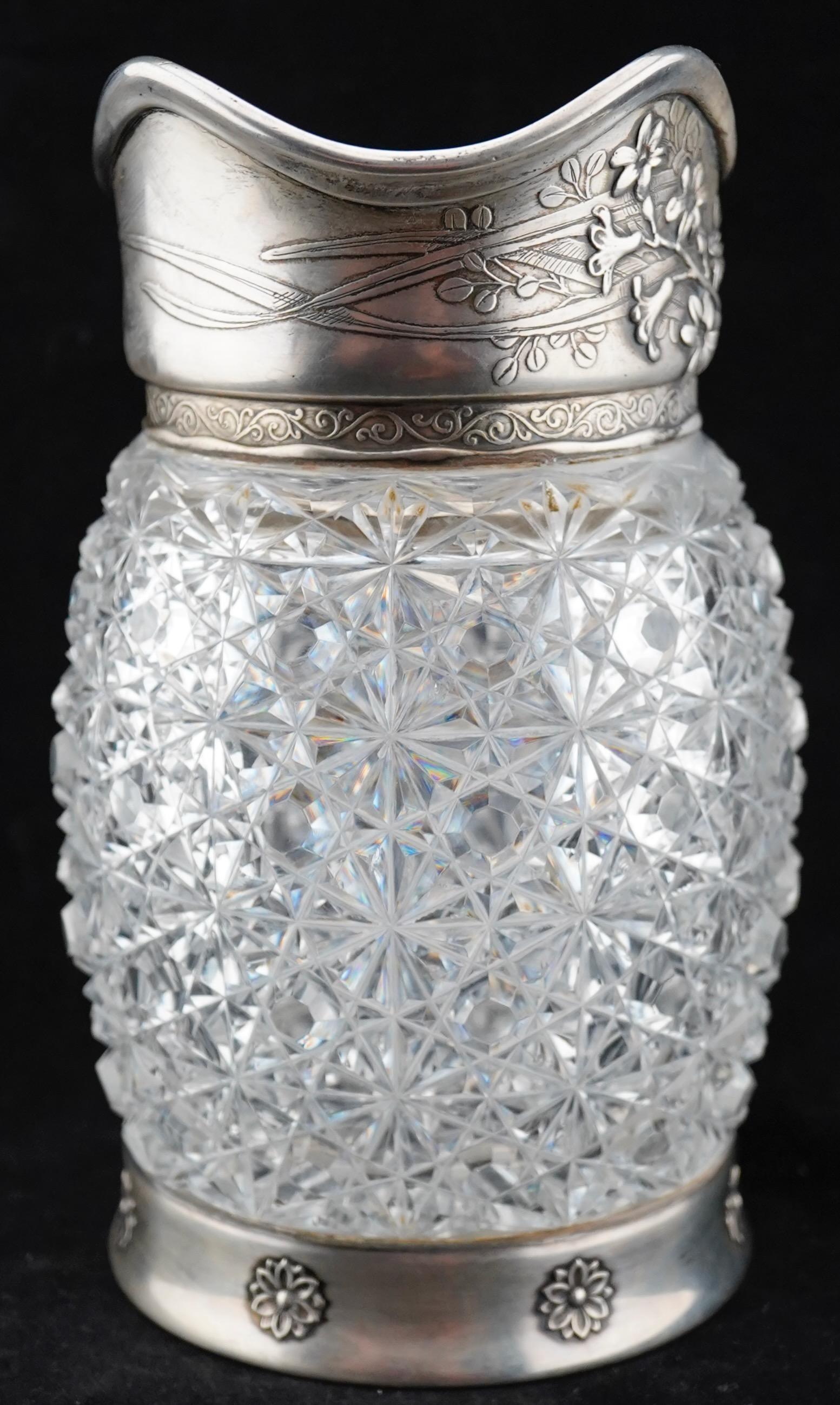 Whiting Krug aus Sterling und geschliffenem Glas, um 1890 (19. Jahrhundert) im Angebot