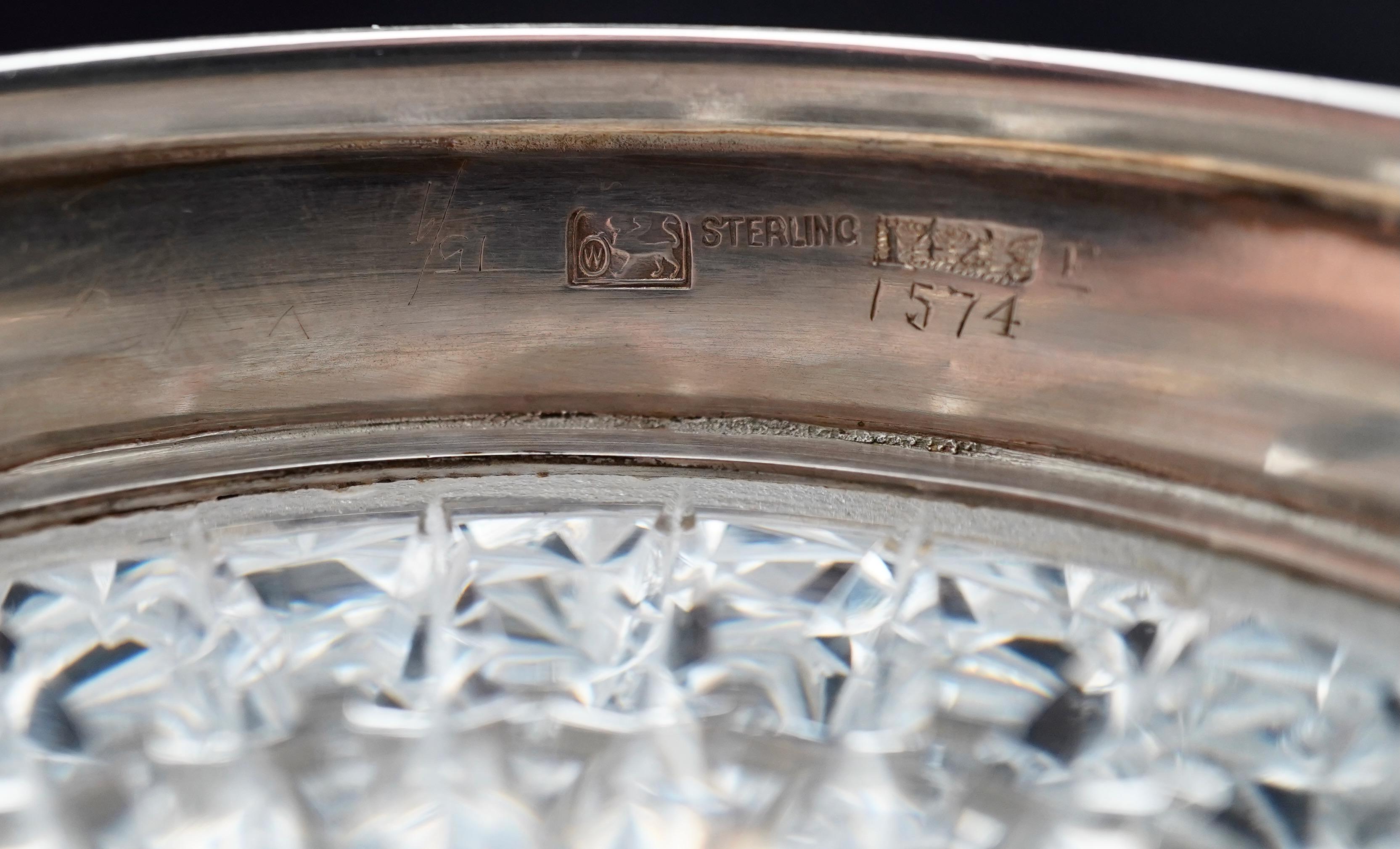 Whiting Krug aus Sterling und geschliffenem Glas, um 1890 (Silber) im Angebot